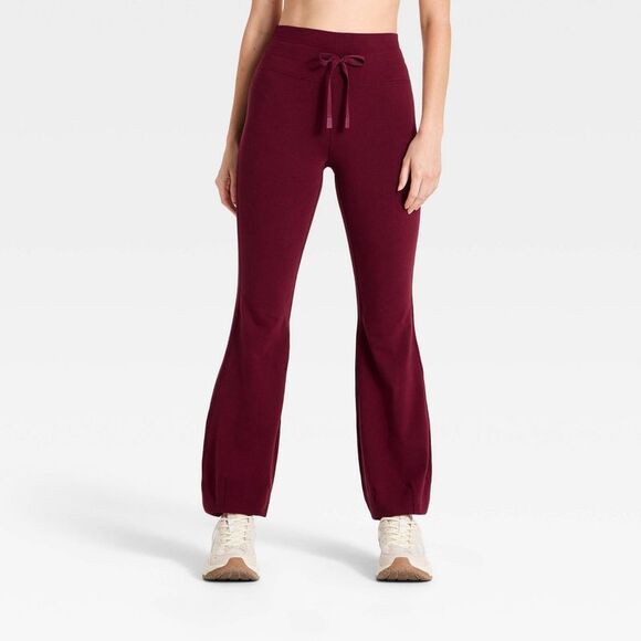 JoyLab Pants - Women's High-Rise Active Tie Bubble Hem Pants - JoyLab Maroon M